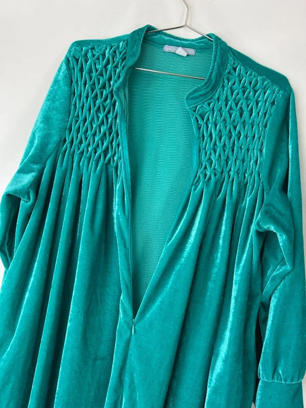 Only Necessities Green Velour Full Length House Coat House Dress Robe 1X 22/24